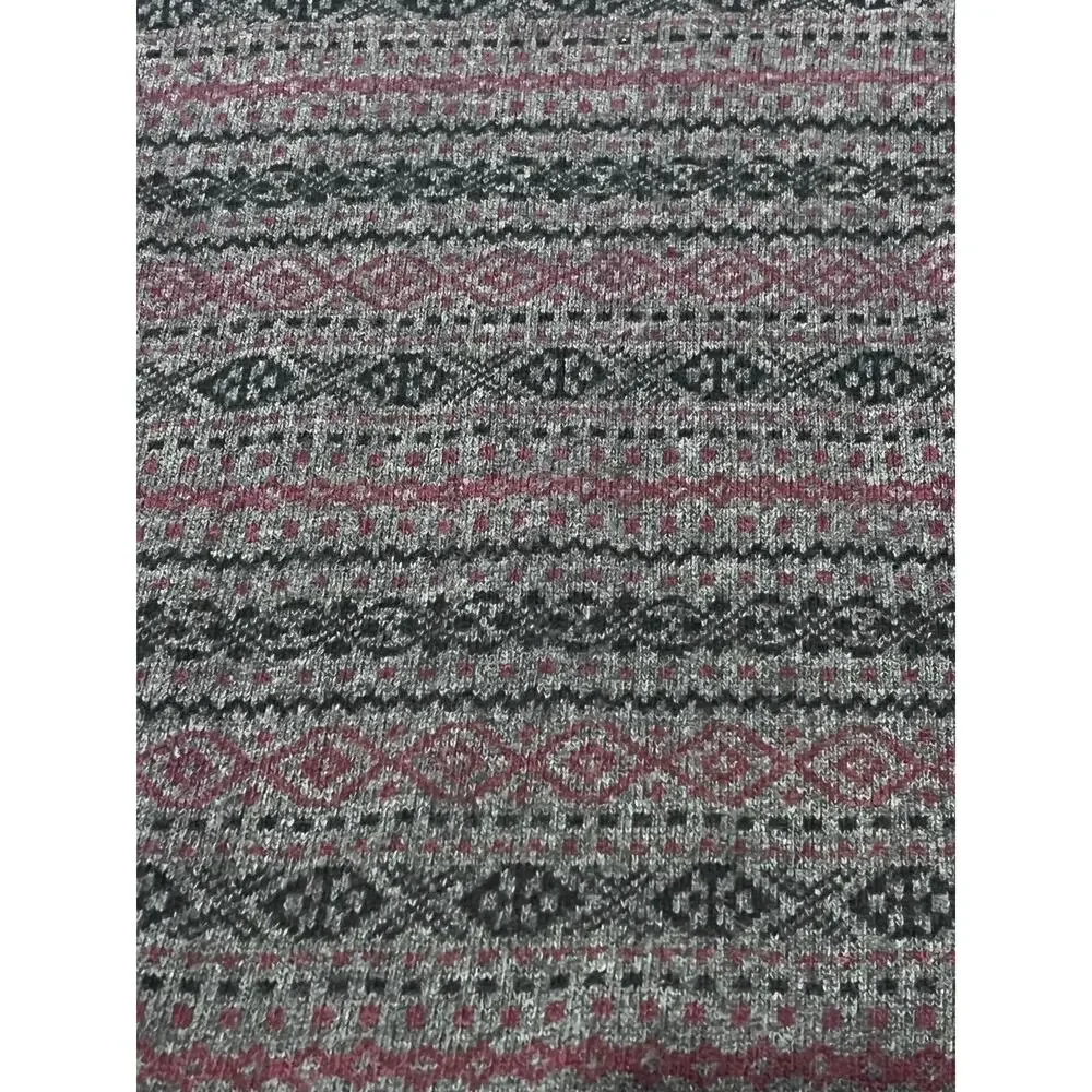 BURBERRY LONDON Fair Isle Knit Crewneck Sweater Charcoal Grey Burgundy L